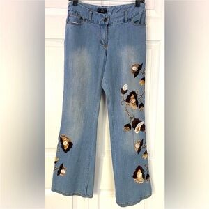 Alexandra Bartlett Jeans Bootcut Boot Cut embroidered appliqué size 6 Petite